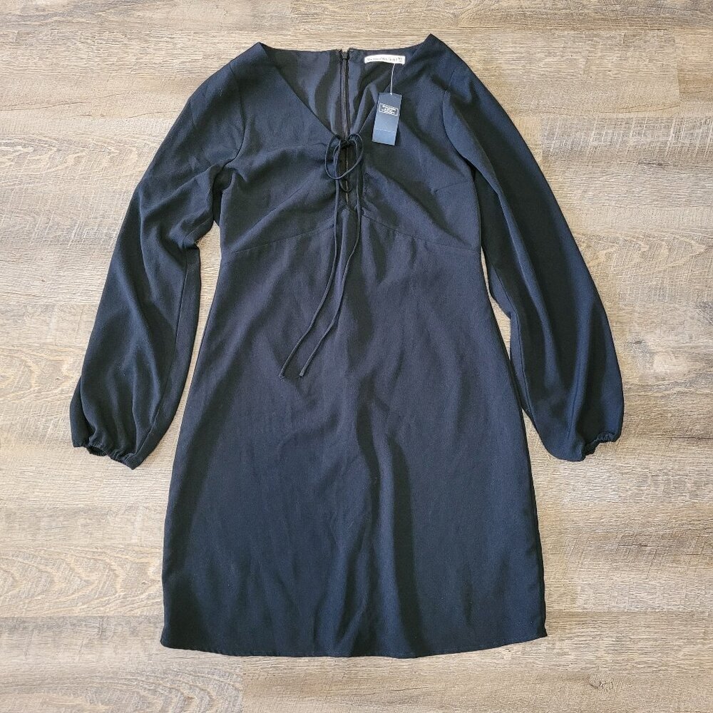 Abercrombie & Fitch Black Long Sleeve Lace-Up Dress